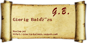 Gierig Balázs névjegykártya